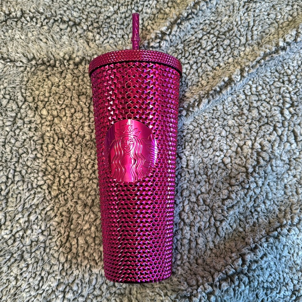 New Barbie Pink Chrome Studded Starbucks Tumbler
